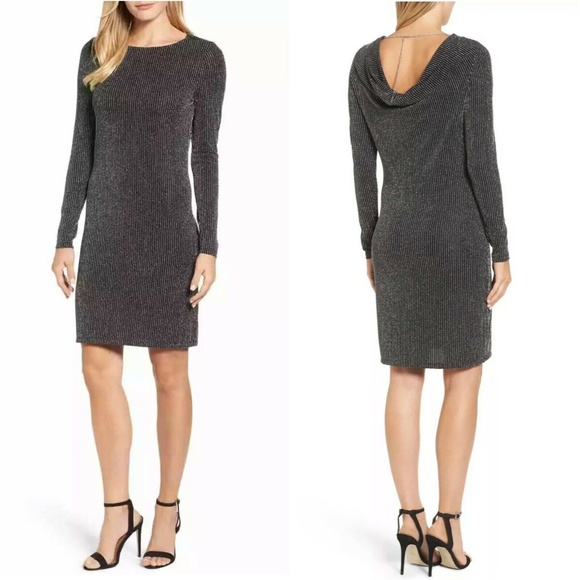 MICHAEL Michael Kors Dresses & Skirts - Michael Kors Black Metallic Stripe Cowl Back Dress